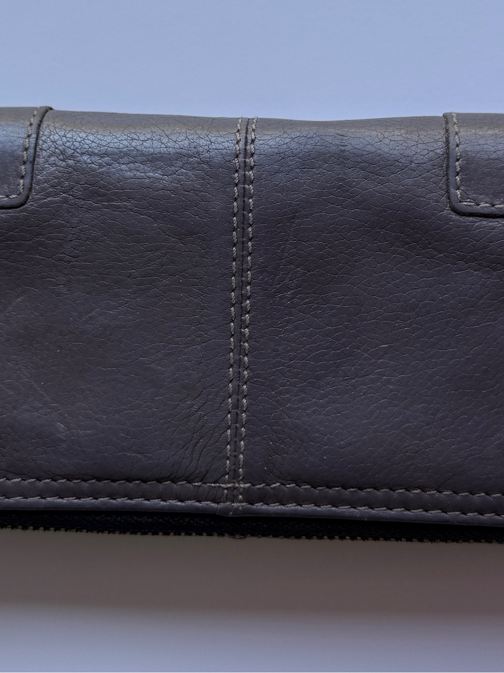 Women's Leather Zip Wallet - Dark Gray